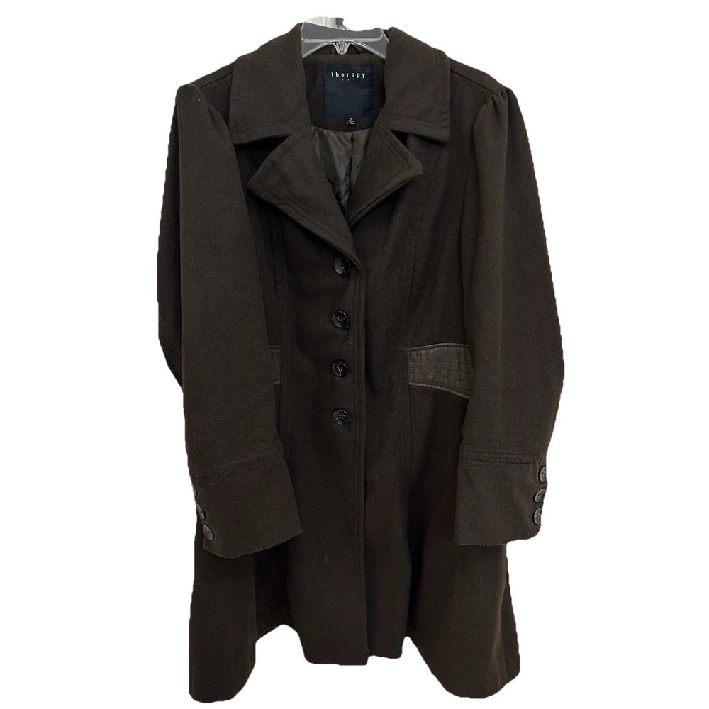 Therapy Brand Long‎ Brown Wool Blend Coat Women's Size 2X NWOT Lined Pockets